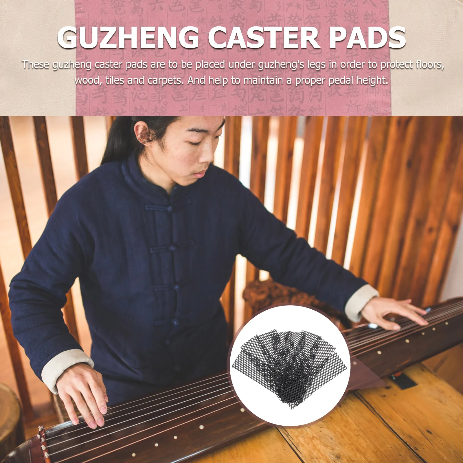 

4 Pairs Non slip Guzheng Pads Thick PVC Floor Protector Damping Mats Black Furniture Feet Support Heat resistant