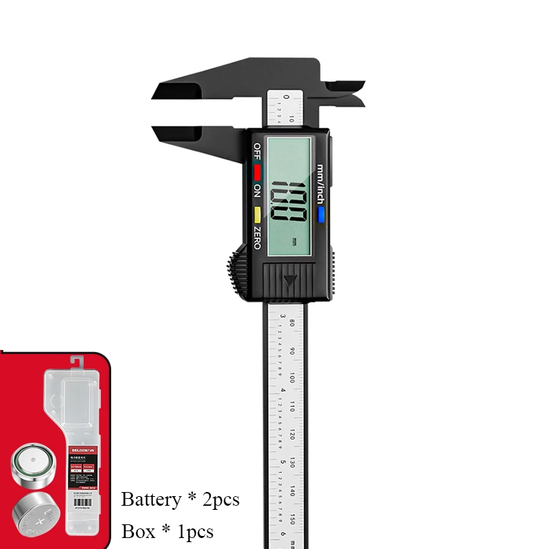 

150mm Electronic Digital Caliper, Carbon Fiber Dial Vernier Caliper Digital Micrometer Calibrator