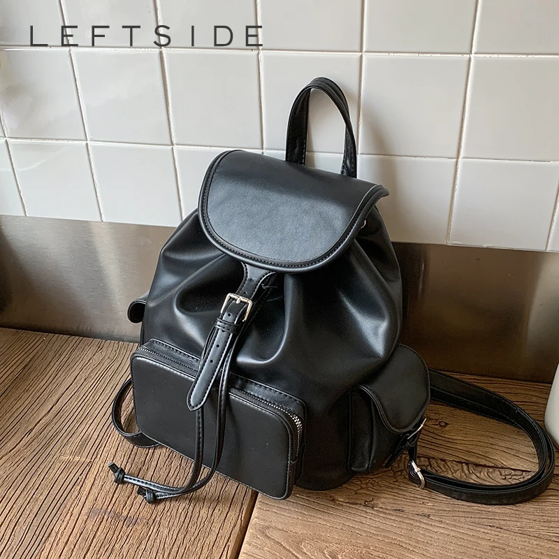 

Women's Pu Leather Backpacks 2025 New in Korean Fashion Solid Color Vintage Backpack Lady Travel Student School Bag Back Packs