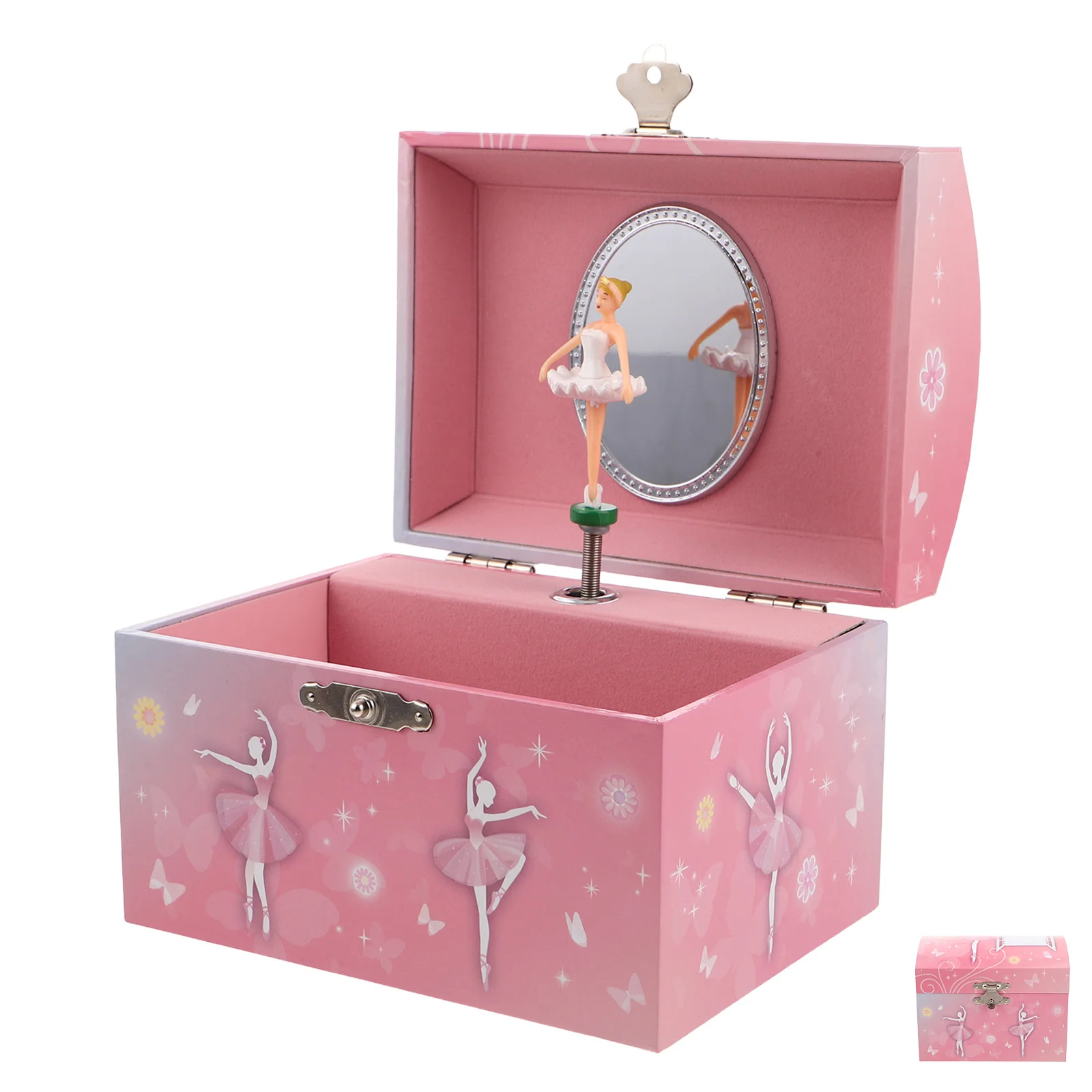 

Ballerina Musical Jewelry Box Dancing Ballerina Mirror Safe Design Spacious Storage Enchanting Melody Little Christmas