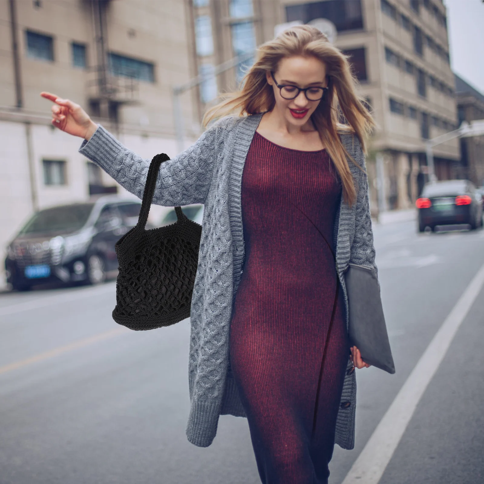 حقيبة شاطئ محمولة بخيط كروشيه يدويًا ذات سعة كبيرة حقيبة كتف عبر الجسم للتسوق على حمام السباحة على الشاطئ #1