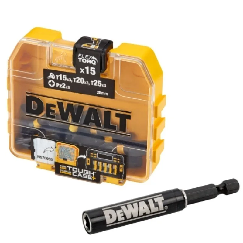 DEWALT DT70522T-QZ 16PCS EXTREME FLEXTORQ Screwdriver Bit Set, Impact Ready with Magnetic Drive Guide, TOUGHCASE+ Storage