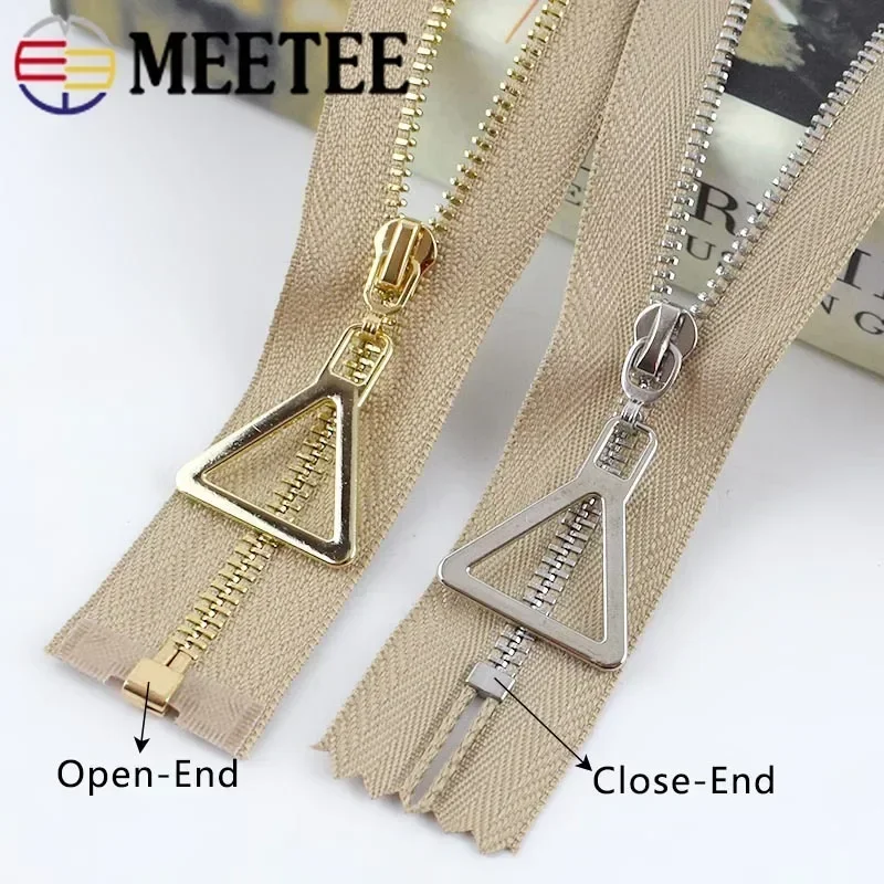 2Pcs 15-30cm Close-End 40-70cm Open-End 3# Metal Zipper Auto Lock Gold Silver Tooth Single Open Zip DIY Garment Sew Accessories