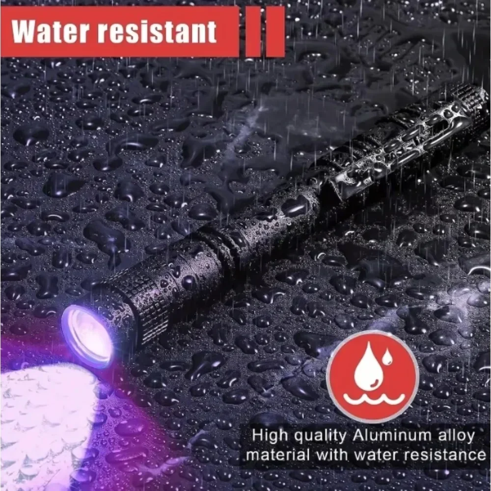 395nm Ultraviolet Flashlight Black Light Aluminum Alloy Portable UV Torch with Clip Ideal for Scorpion Hunting Pet Urine Check
