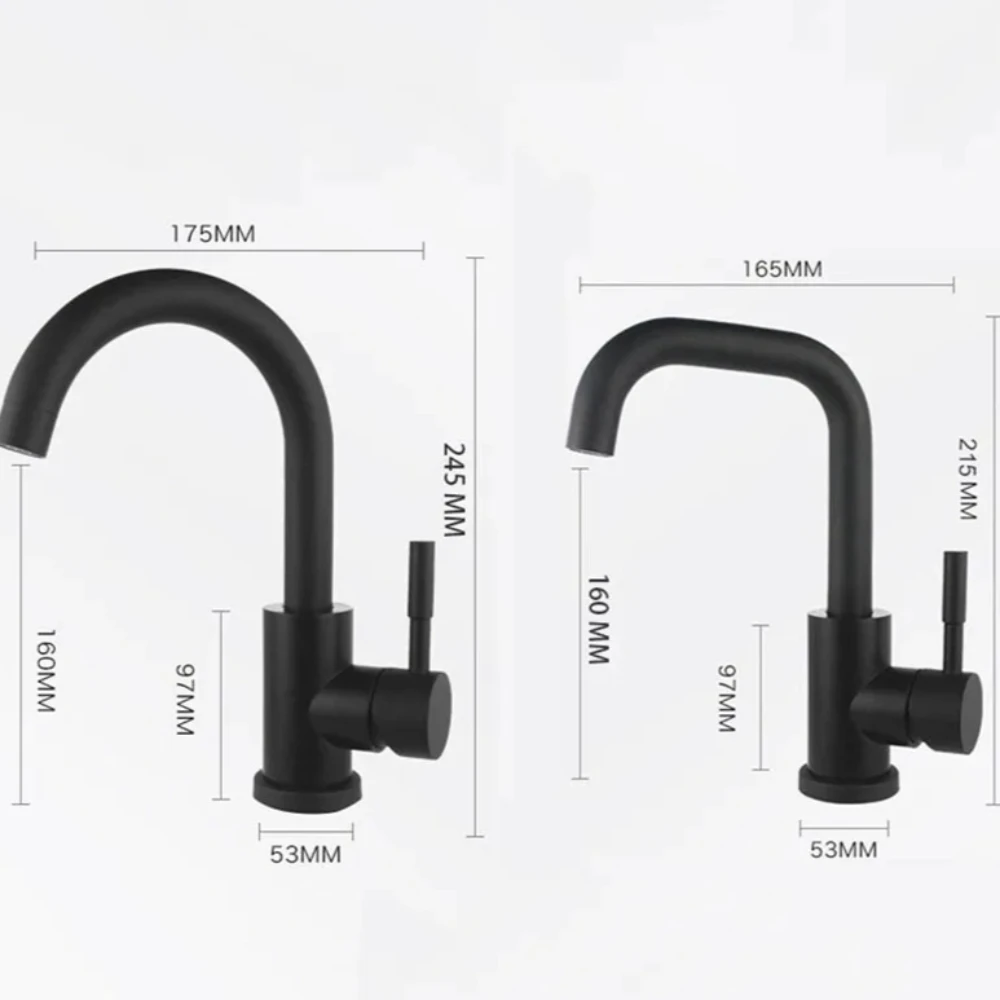 Black and white color 304 stainless steel polished bathroom basin mixer dual sink rotatable basin faucet kitchen mixer