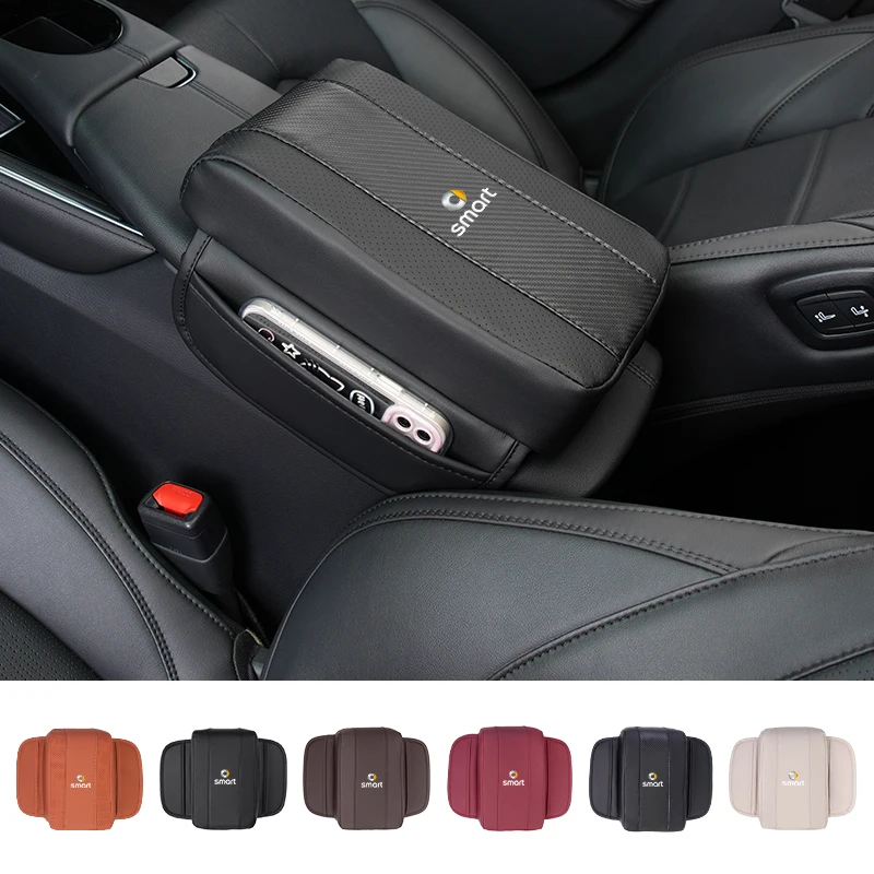 Reposabrazos de cuero para coche, cojín para consola central, cojín elevado para Smart Fortwo 451 450 453 Forfour EQ Cabrio Crossblade ROADSTER C