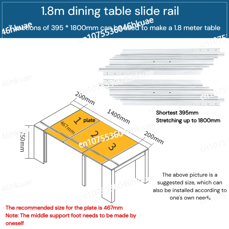 

Скрытый складной стол, телескопические направляющие, обеденный стол из алюминиевого сплава, телескопическая многосекционная складная направляющая с плоской нажимной направляющей