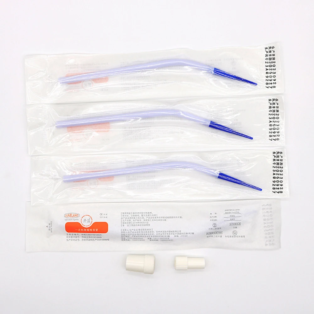 

50pcs/Bag French Long Curved Suction Tube Disposable Dental Saliva Ejector Suction Tips with Adapters for Surgical Use