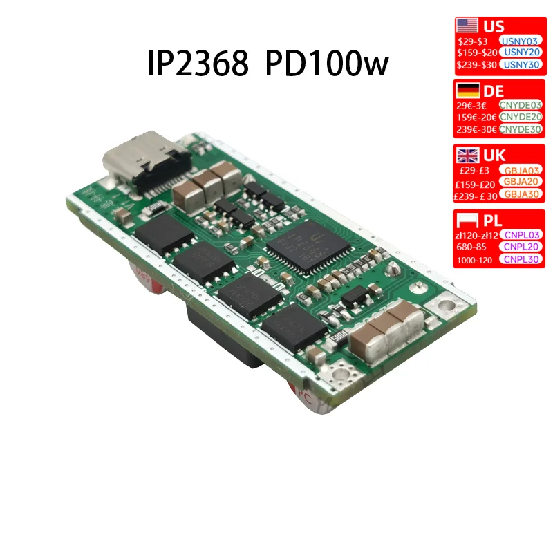 IP2368 bidirectional PD100w fast charge module boost    board 4 strings of lithium batteries