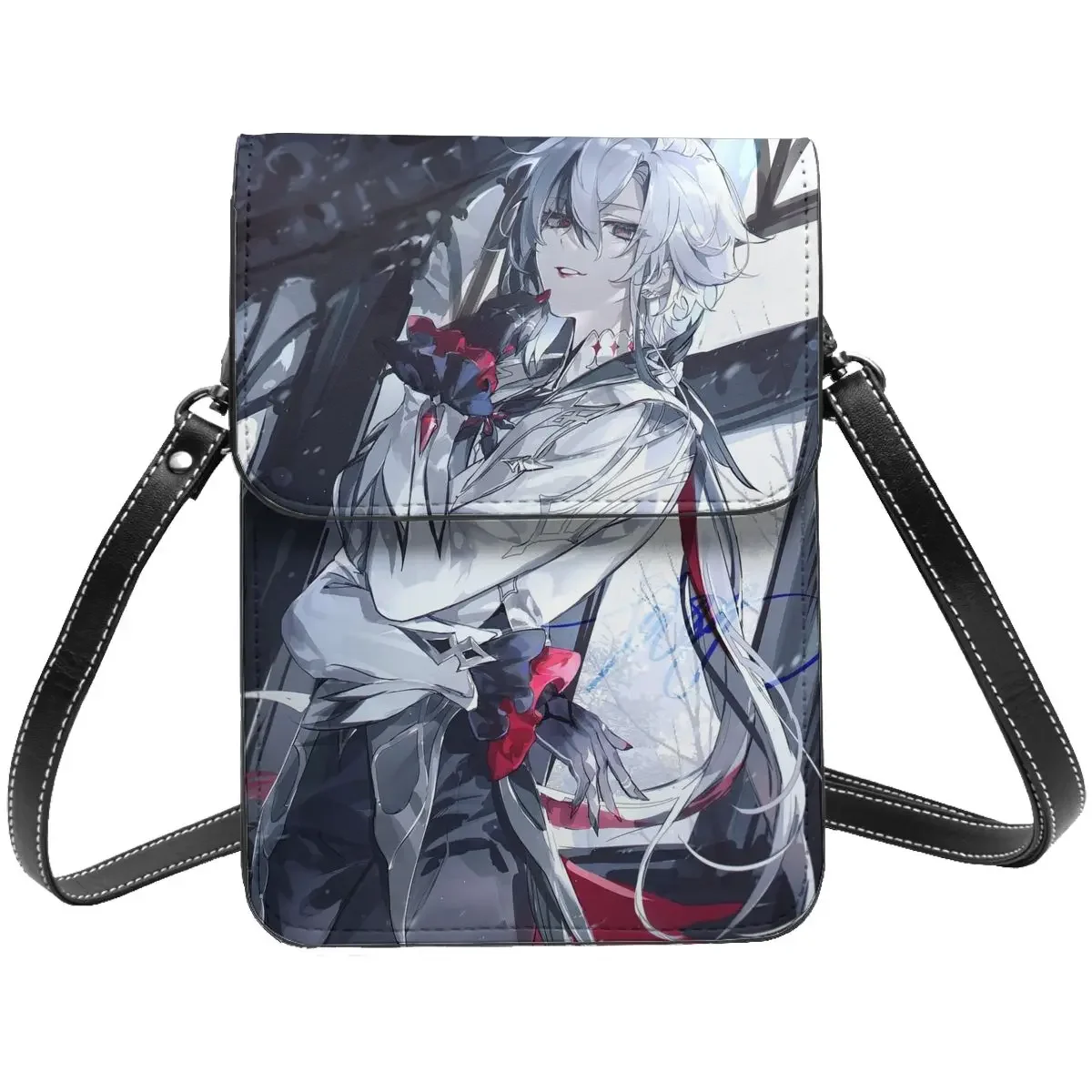 Anime Genshin Impact Arlecchino Crossbody Wallet Cell Phone Bag Shoulder Bag Cell Phone Purse Adjustable Strap