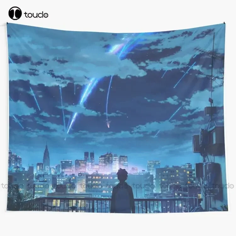 Kimi No Na Wa // Tu nombre Taki estrellas tapiz para balcón tapiz colgante de pared para sala de estar dormitorio decoración del hogar