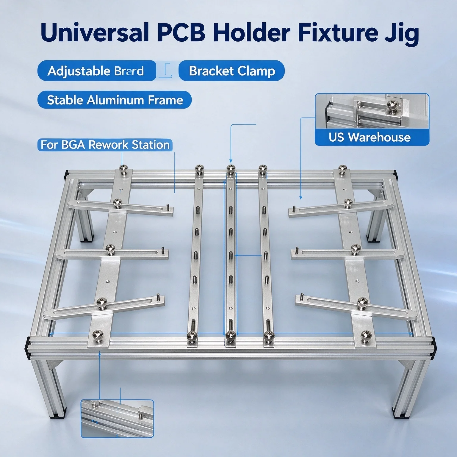 Universal BGA PCB Holder Fixture Jig 500x300x150mm PCB Bracket Clamp for BGA Rework Station US Warehouse Fast Delivery