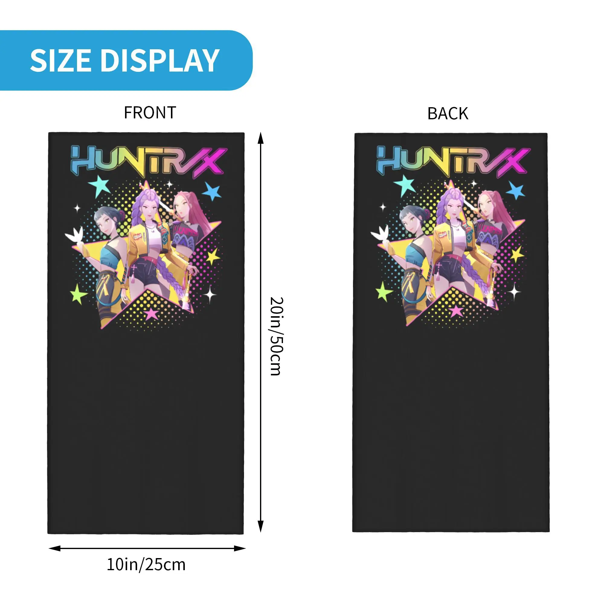 Huntrix Kpop شيطان الصيادين باندانا الرقبة الجراب قناع مطبوع وشاح متعدد الاستخدام بالاكلافا الرياضة في الهواء الطلق للرجال النساء الكبار الشتاء