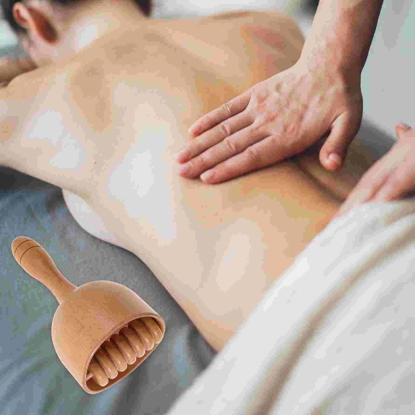 2 pçs portátil corpo massagem copo rolo volta alongamento ferramenta de madeira útil copo de massagem muscular rolo copo