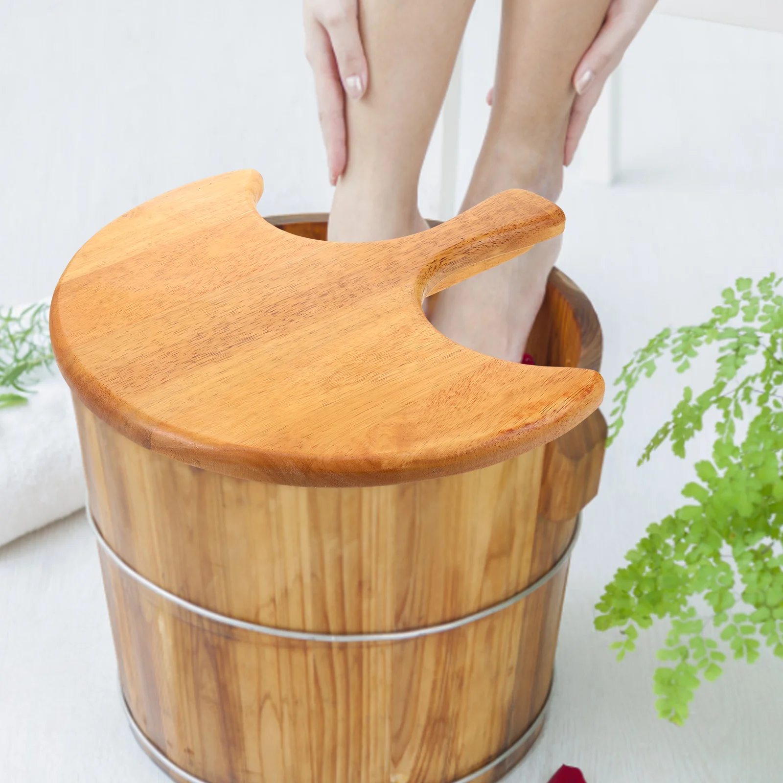 

Wooden Bath Bucket Replacement Spa Cover Soak Wood Bucket Cover For Soaking Feet Foot Tub Lid Only Wood Basin Lid