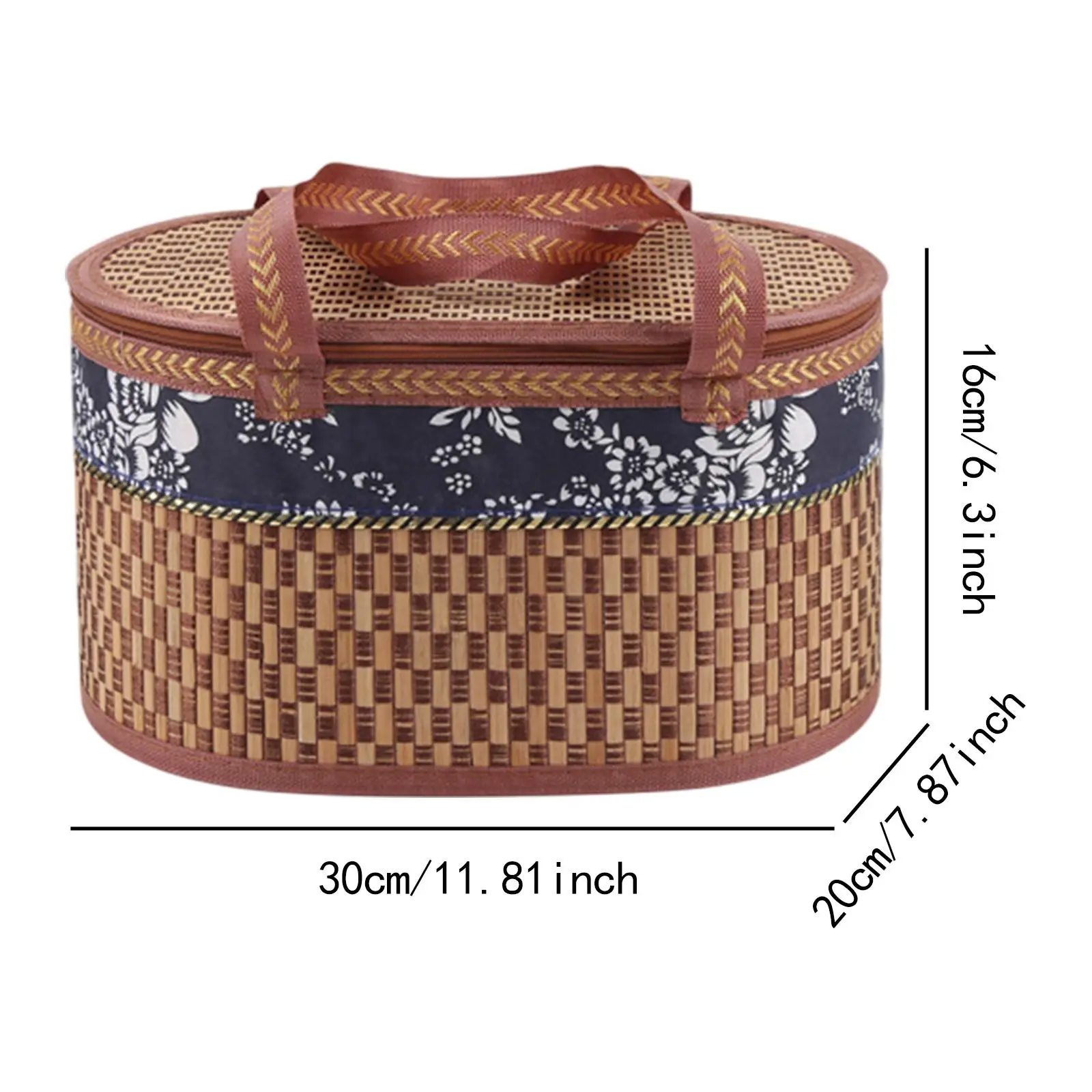 Foldable Woven Food Storage Basket Multifunctional for Flowers with Cover