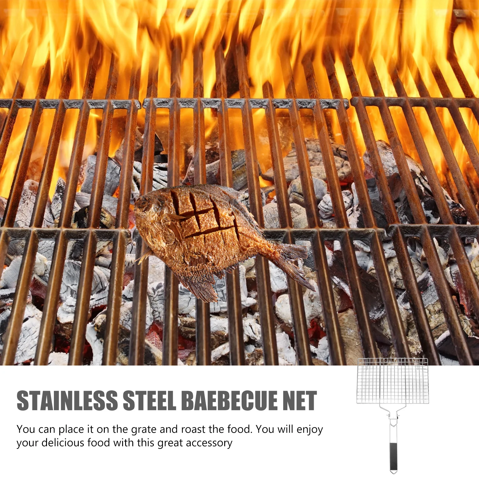 

Сетка для барбекю, стальная портативная гриль для приготовления пищи, принадлежности для барбекю из нержавеющей стали, принадлежности для пикника, уличный уголь