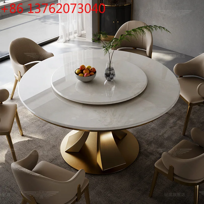 

Мраморный обеденный стол и стулья Xx, роскошный домашний большой круглый стол на 10 человек, роскошный каменный обеденный стол.