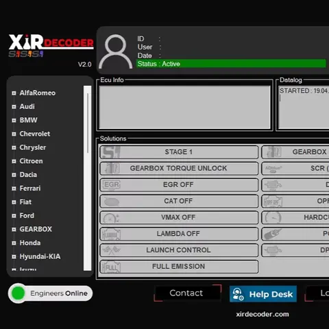 XirDecoder DTC Chip Tuning: Software de Soluções Completas para Codificação de ECU, Suporte para Tuning Estágio 1-2, Wi-Fi e Android