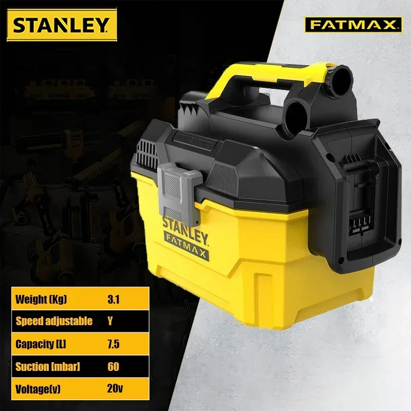 Stanley SCV002 Cordless Vacuum Cleaner 60mbar 7.5L 20V for Car Home Cleaning Construction Site Power Share Craftsman Battery