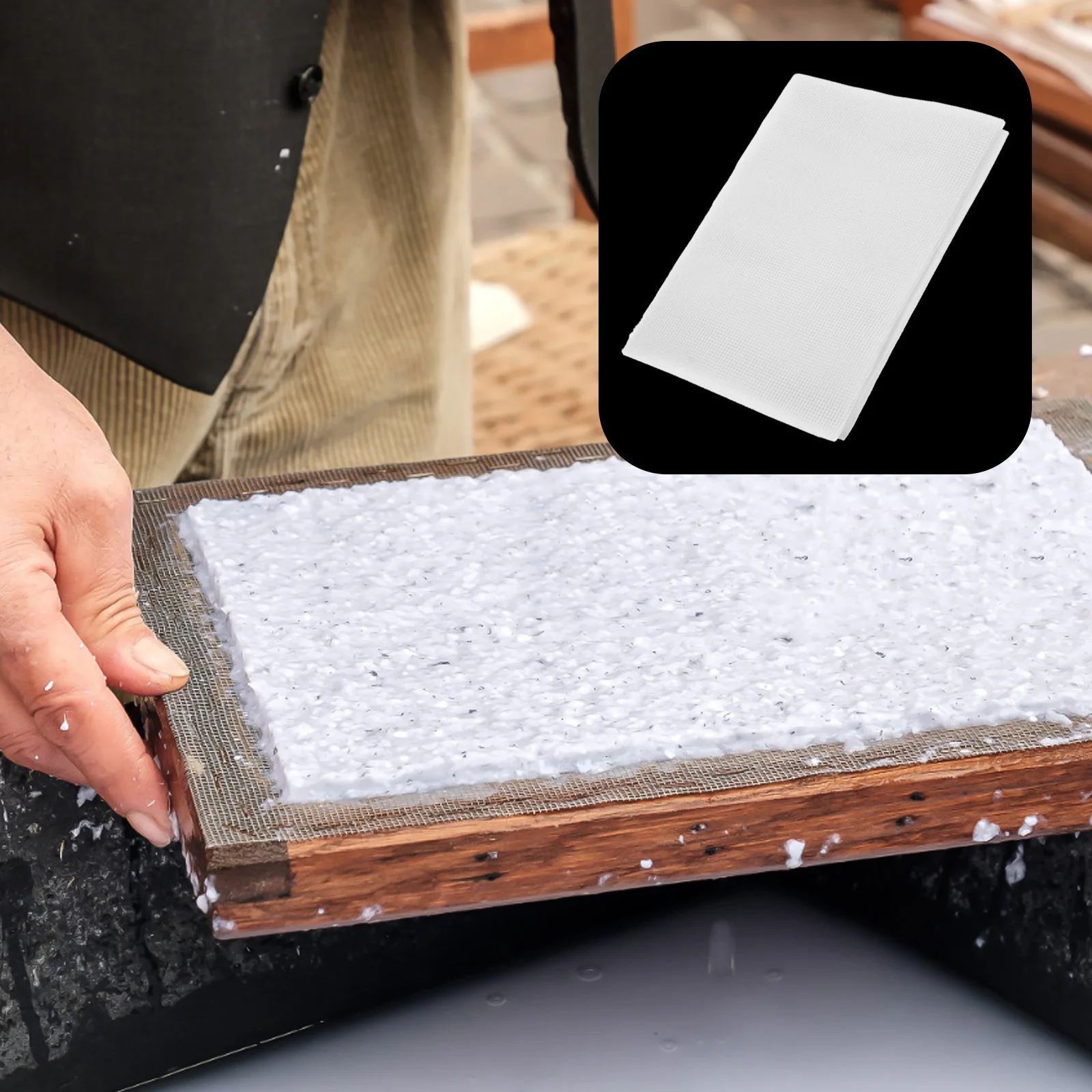 

10Sets Paper Making Screen Replace Mesh Cloth 7x5 Inch Double Frame Mould Deckle Replacement Grid Panel Dried Flowers DIY Paper