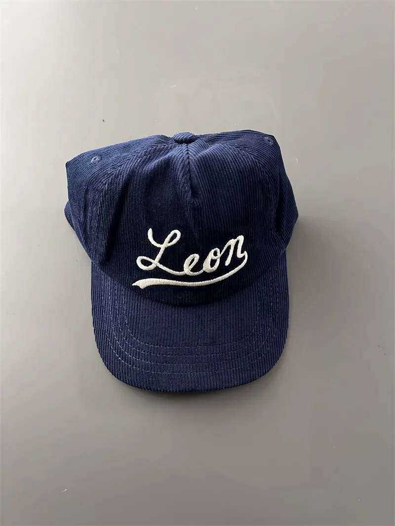 2024 Corduroy Vintage Letter Embroidered Adjustable Baseball Hat Leon Corduroy Hat MZ182