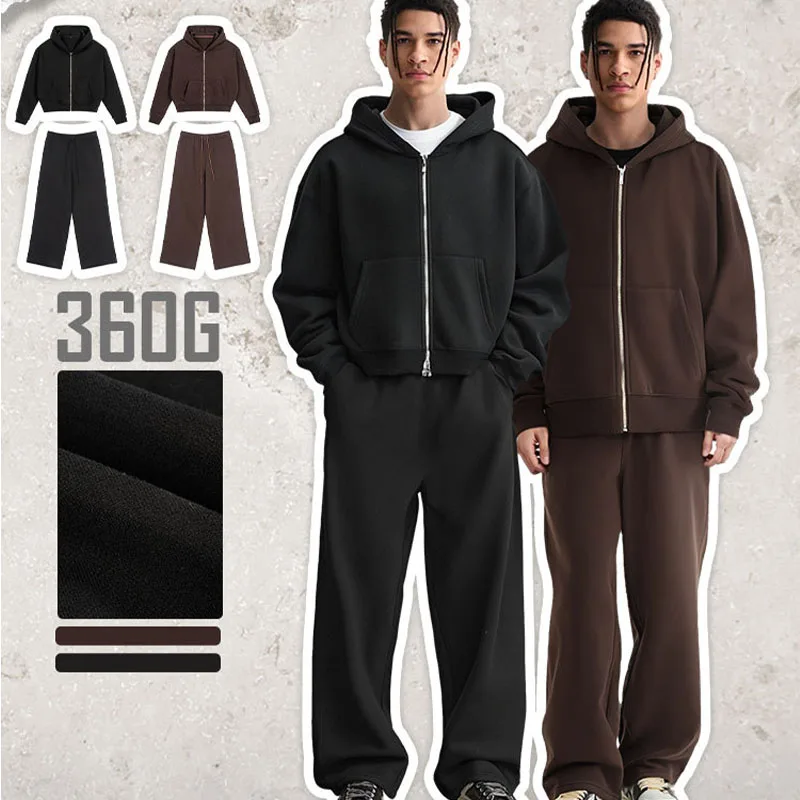 New fashion zipper hooded sweatshirt and pants for women, street style zipper hooded sweatshirt and pants two-piece set