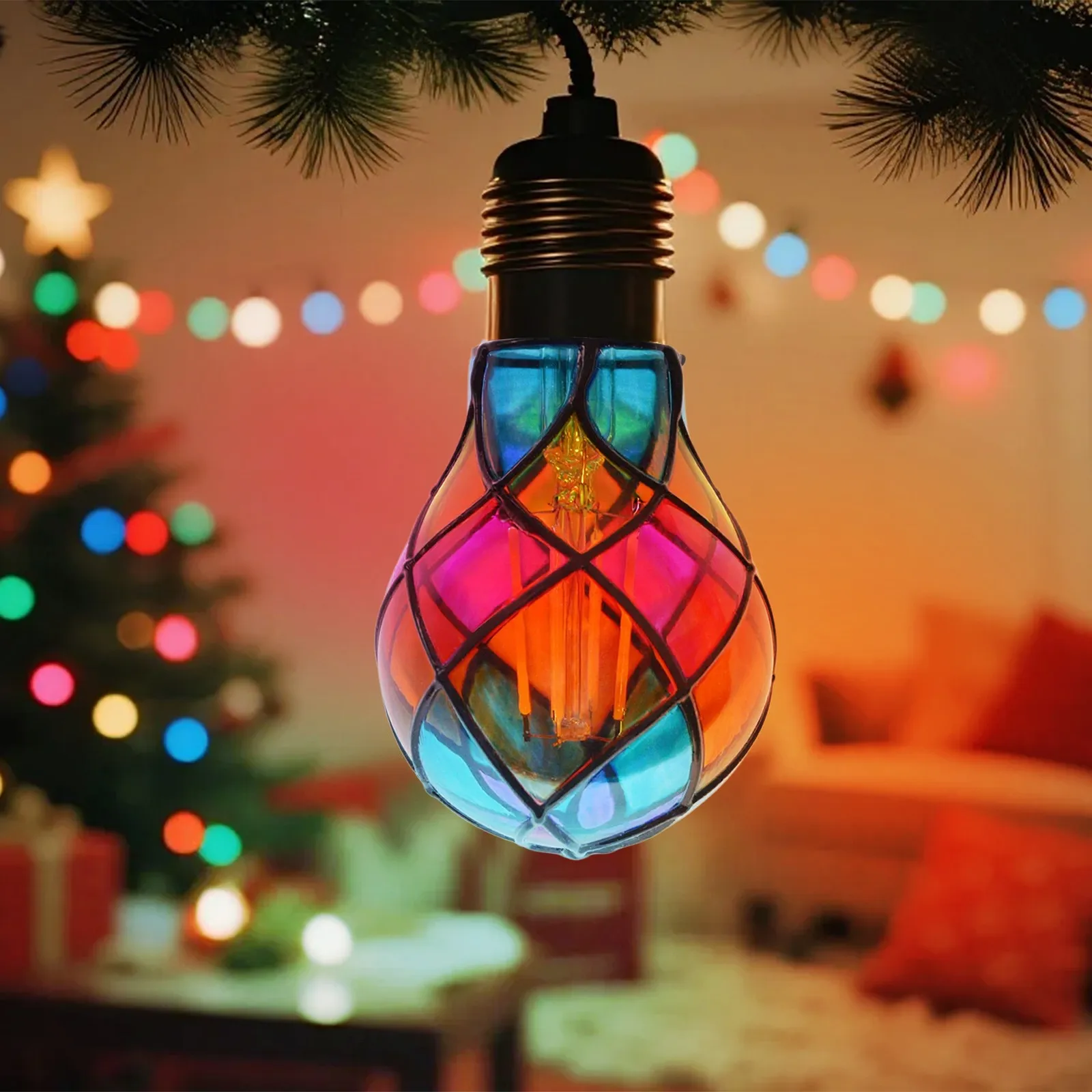 

Colorful Bohemian Style Stained Glass Pendant Lights Mediterranean Lamp for Home Dining Room Bar and Patio Atomsphere Decoration