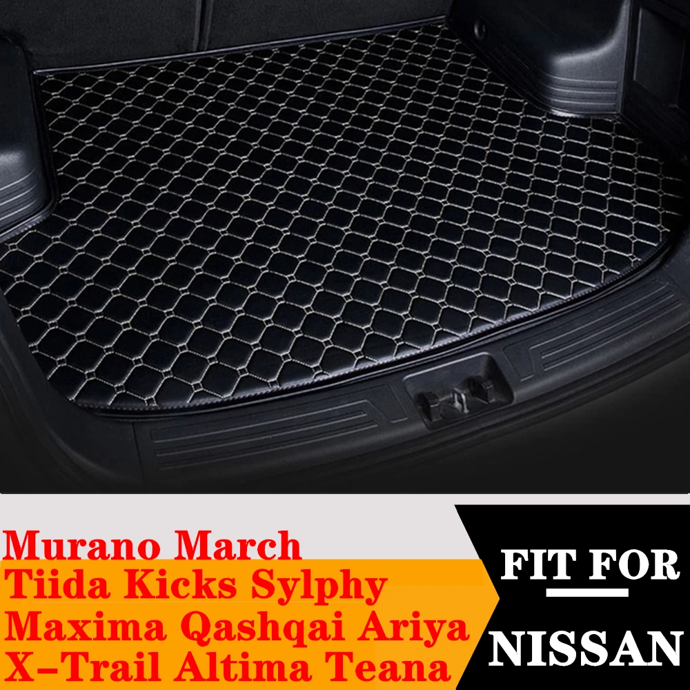 Tappetino per bagagliaio per NISSAN Tiida X-Trail Qashqai Altima Teana Murano Sylphy Maxima March Kicks Ariya posteriore Cargo Liner Boot posteriore