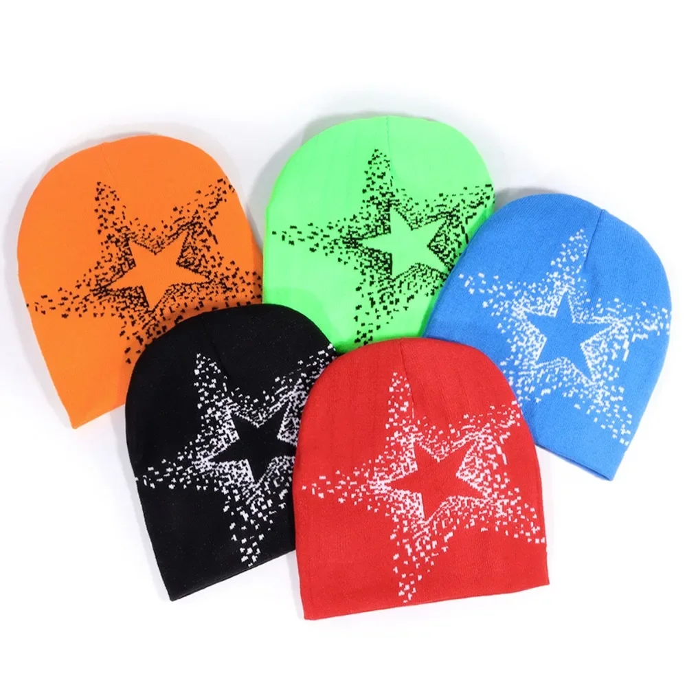2025 New Five-pointed Star Jacquard Knitted Cap Casual and Versatile Street and Outdoor Trend Warm Couple Cold Cap Fashion