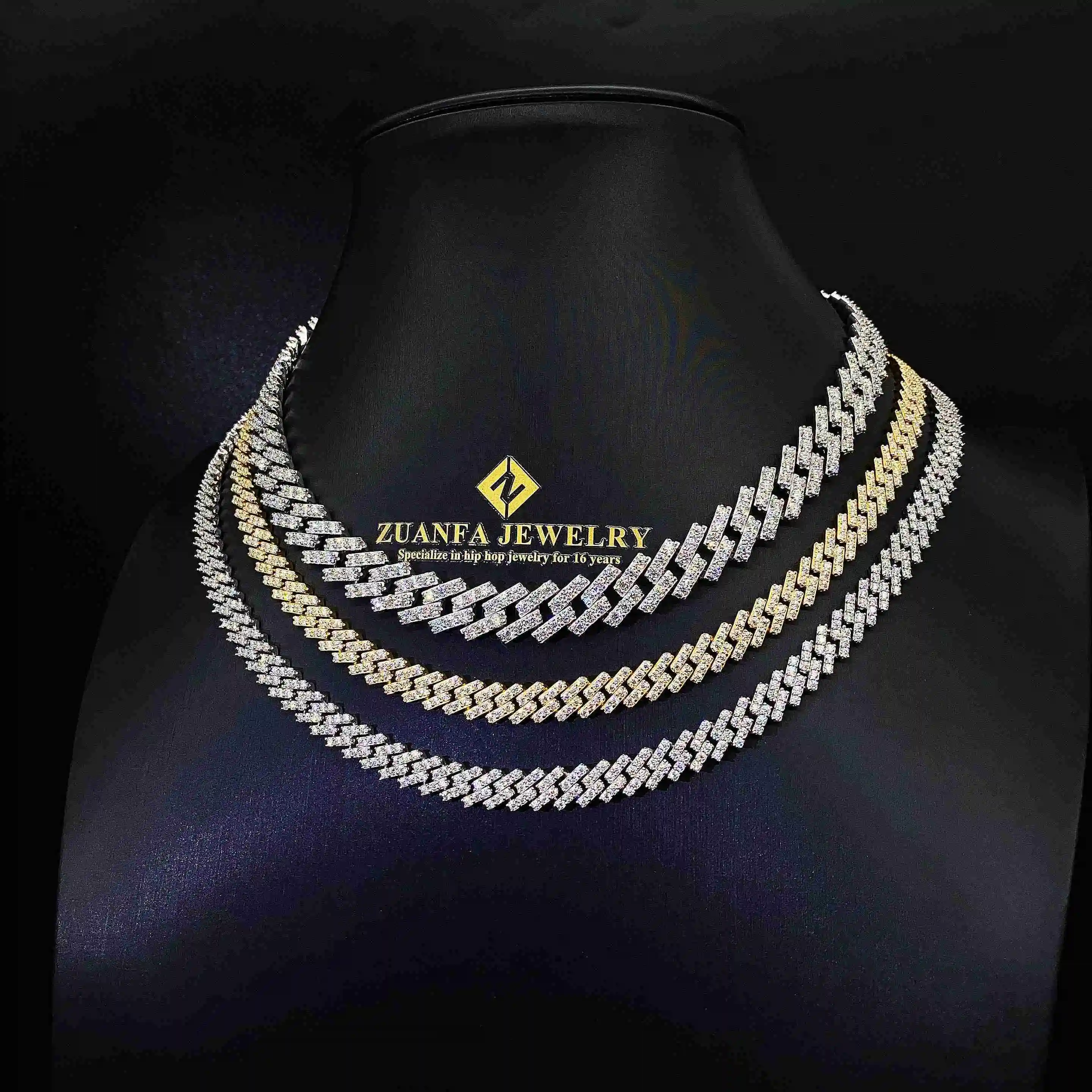 

Product Fine Jewelry Necklace 8mm 10mm 13mm Hip Hop Iced Out 1 Row Diamond Cuban Link Moissanite Cuban Chains