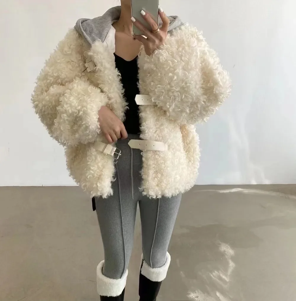 

Winter Modis Lambswool Jacket Warm Coat Women Korean Casual Hooded Teddy Coats 2023 Ladies Jackets Coats Long Sleeve Woman Coat