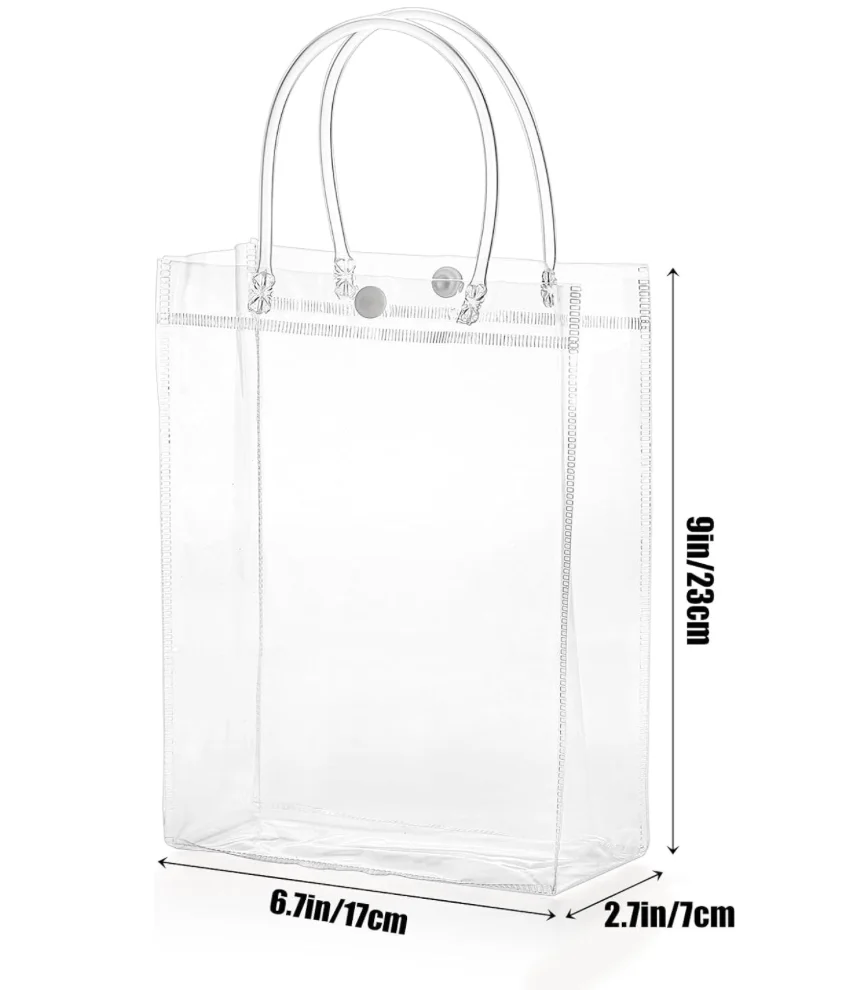 Wedding Clear Gift Bags with Handle Reusable PVC Favor Bag Transparent Gift Wrap Tote Bag Shopping Bags Retail Bags