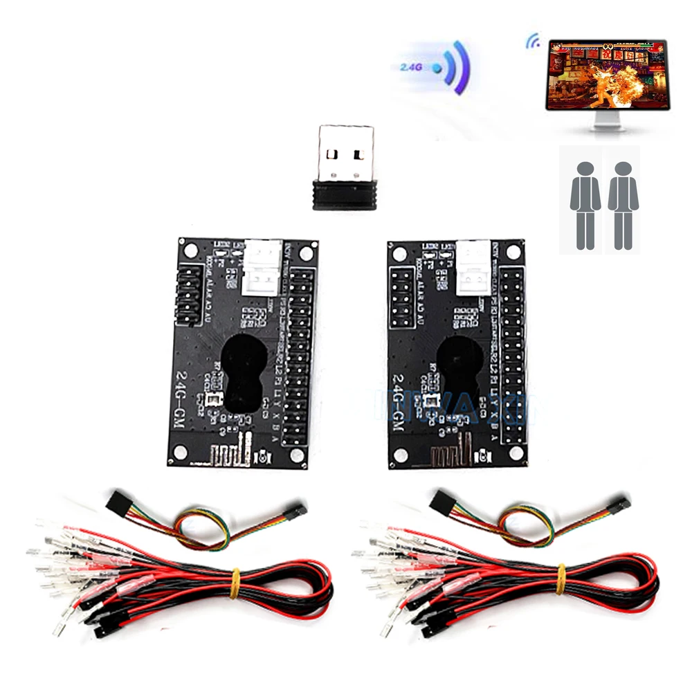 

Беспроводной USB-адаптер с нулевой задержкой для 2 игроков, кодировщик аркадного управления, печатная плата для игрового джойстика Pandora, консольный ПК, PS3, комплект «сделай сам»