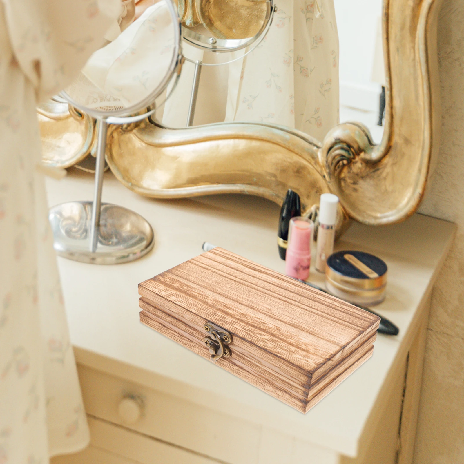 Boîte de rangement en bois, boîtes à bibelots avec couvercles, petite étui à lunettes décoratif rustique