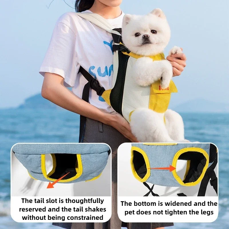 Pet Backpack Adjustable Portable Dogs Ramie Cotton Chest Bag Secure Cats Carriers Soft and Breathable Pet Products Supplies