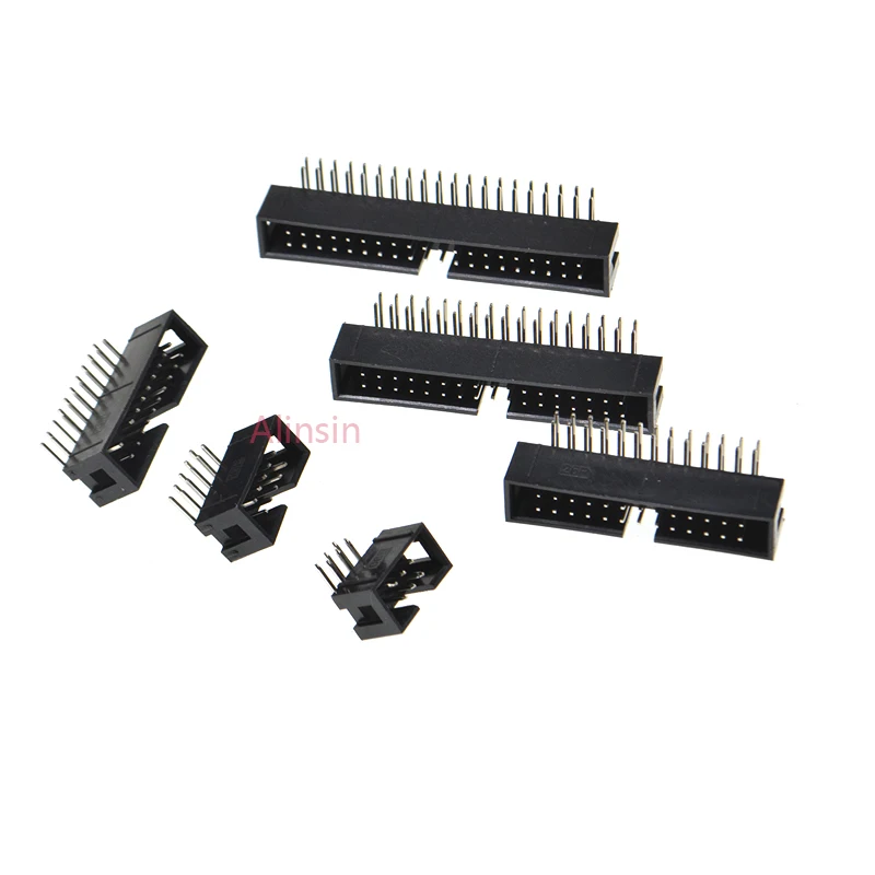 5/10Pcs Right Angle 6/10/20/26/34/40 Pin 2.54mm Pitch Male Socket Idc Box Header Pcb Connector Double Row 10p/20p/40p Dc3 Header