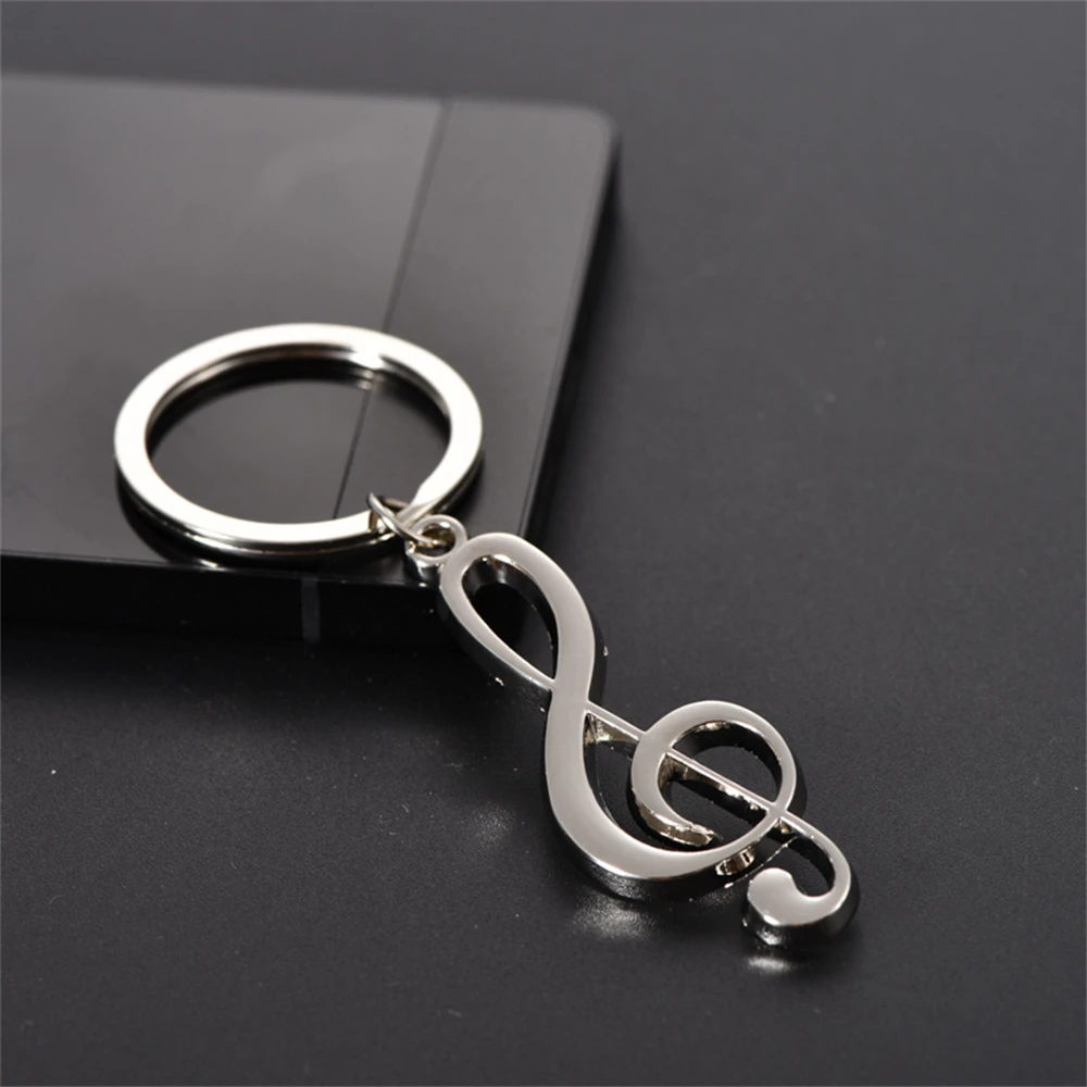 Fashion Musical Note Key Chains Metal Chain Silver Color Men Bag Car Pendant Concert Souvenirs Keyring DIY Jewelry Gift