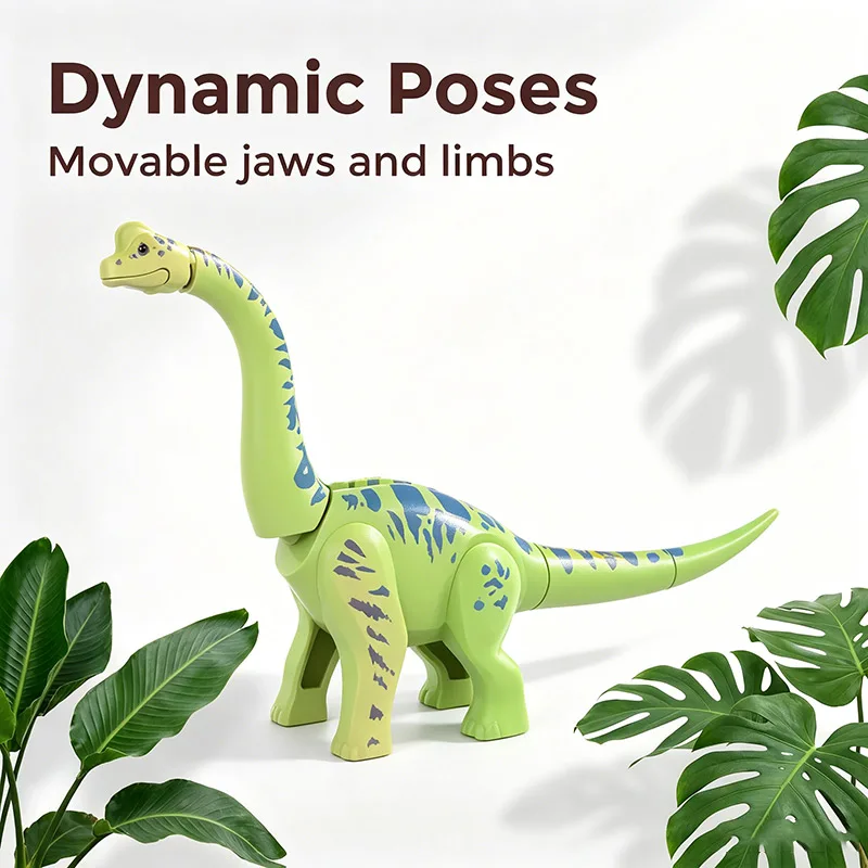 Jurassic Brachiosaur Dinosaur Building Blocks Dinosaur Park Building Gift Box Home Decor Desktop Accessory Educate Diy Model Set