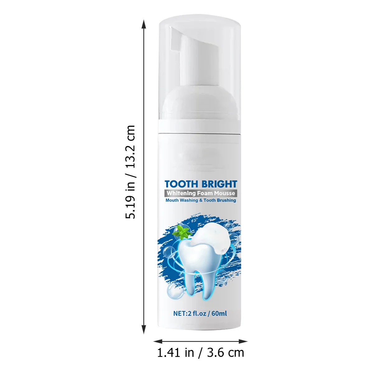 معجون أسنان موس مبيض 60 مللي لتنظيف الأسنان بشكل فعال العناية بالفم نفس منعش تصميم محمول للاستخدام المنزلي رغوة موس #6