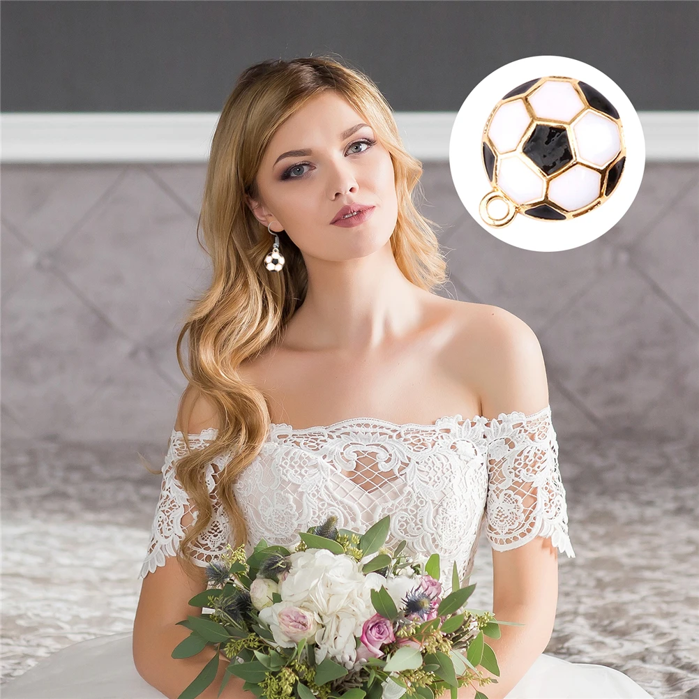 

10pcs Golden Soccer Charms Alloy Pendants for DIY Keychain Necklace Bracelets Making Zipper Embellishment Small Bulk