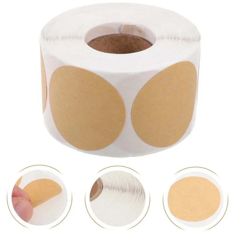 Round Self-Adhesive Labels Sticker DIY Handmade Paper Items Classification For Office Home Stationery Kraft Round Self-Adhesive