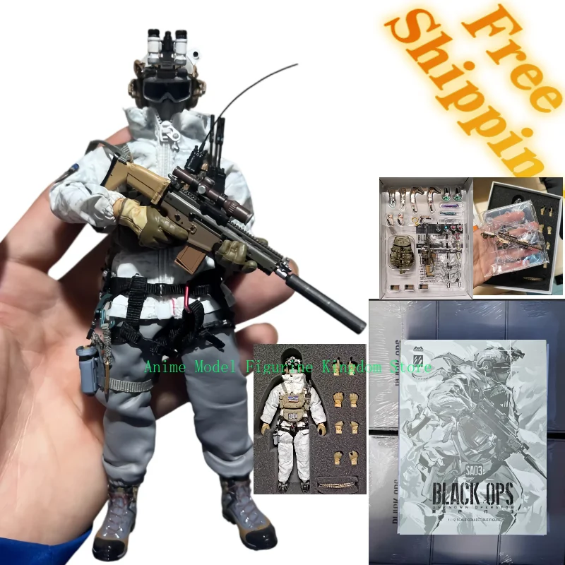 

In Stock HASUKI 1/12 6Inch H Action Figure SALVO SA02 03 Men Soldier Black Camouflage Outdoor Combat Suit Call of Duty Toys Gift