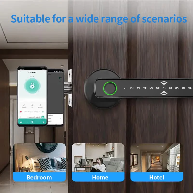 قفل بصمة الإصبع الذكي بمستشعر AI: قفل باب رقمي متصل بالواي فاي مع تطبيق Tuya، 6 طرق للدخول بدون قفل إلكتروني للمنزل