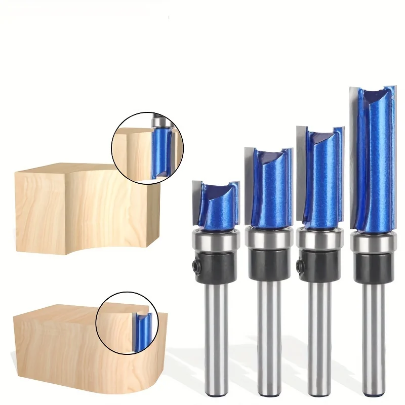 

4 Pcs 1/4 Inch Shank Slotting Straight Router Bit with Bearing for Woodworking and Carving, Ideal for Profile Edging"