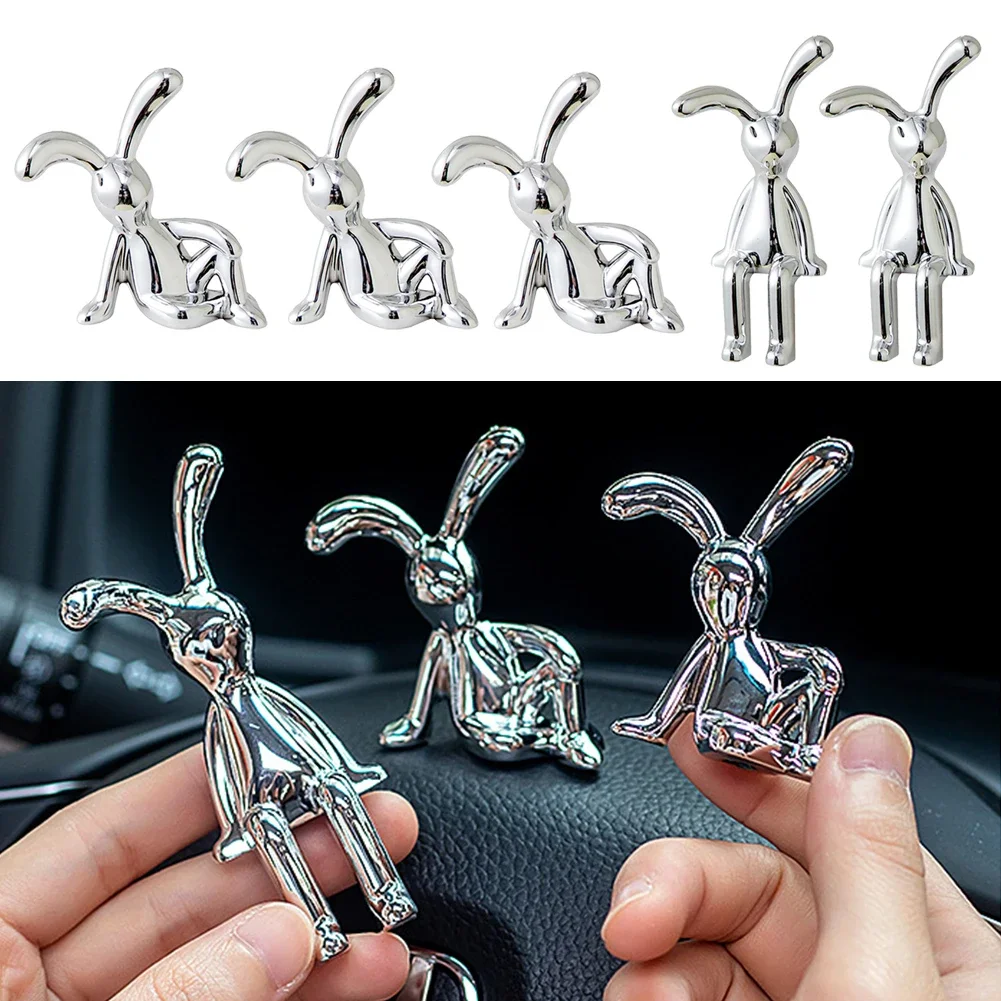 1-6PCS Rabbit Animal Decor Modern Style Cartoon Bunny Sculptures Silver Nordic Rabbit Statue Living Room Decoration