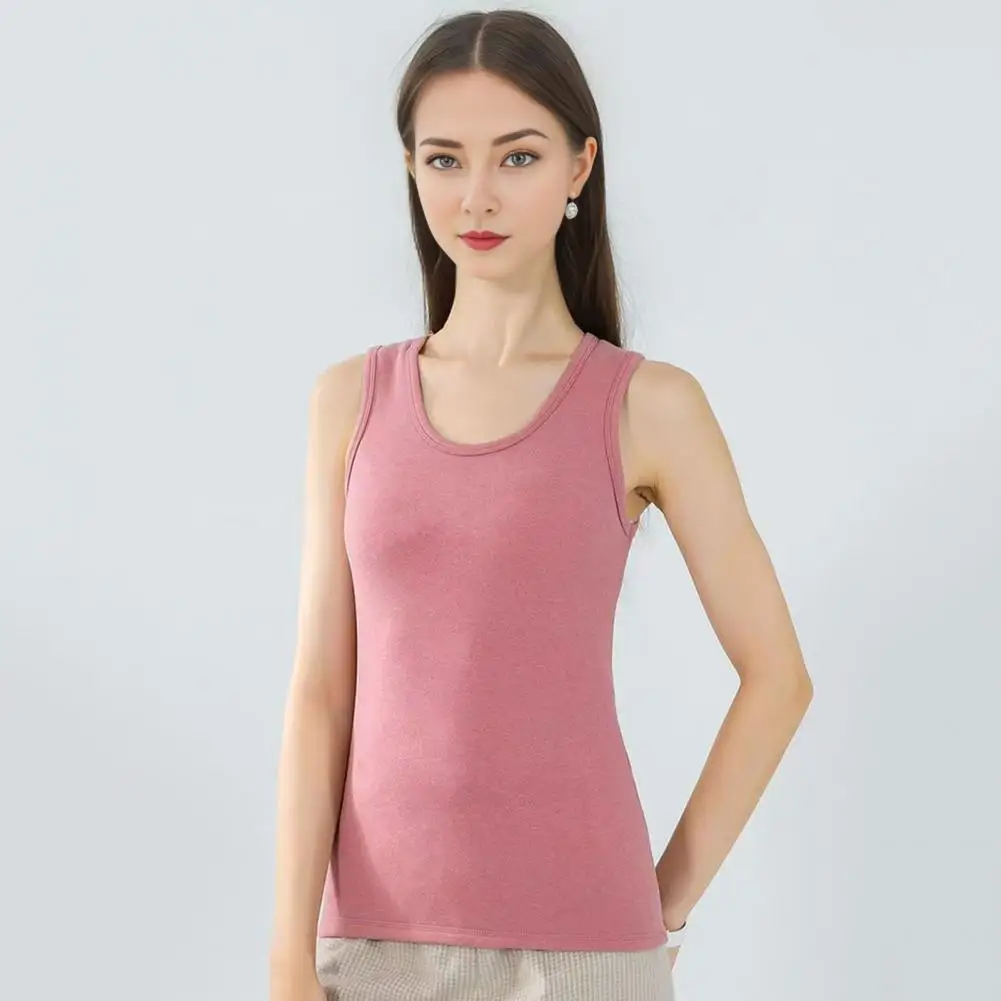 

Elastic Lady Vest Women's Seamless Velvet Thermal Vest for Winter with Fast Temperature Lock Slim Fit Round Neck Tank Top