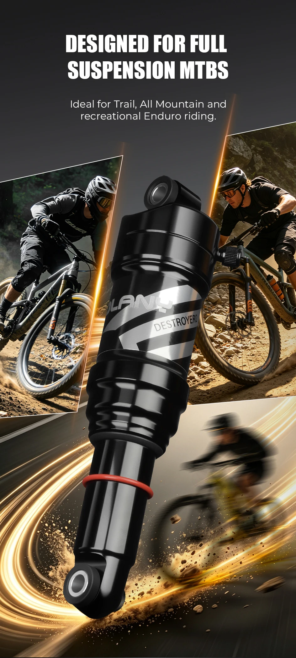 BOLANY Soft Tail Bike Air Rear Absorber Mountainbike Hintere Stoßdämpfer Suspension XC DH Shock MTB 165/190/210/230mm Fahrrad Teile – Detail 7