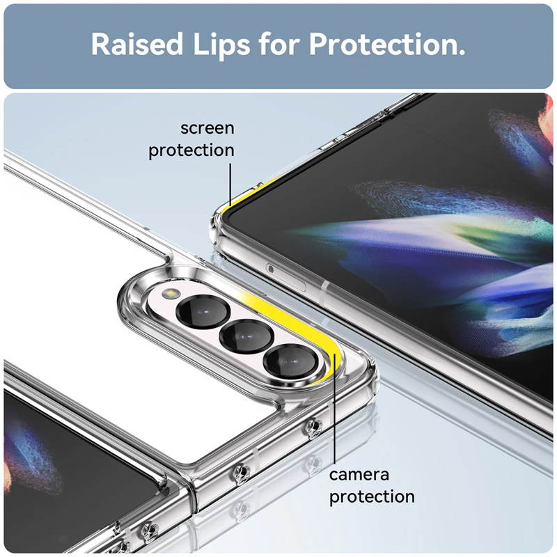 For Samsung Galaxy Z Fold 3 Case Cover Samsung Z Fold 3 Capas Back Transparent Colour Clear For Samsung Z Fold3 Fold 3 5G Cover