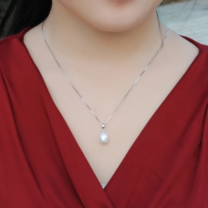 925 Sterling Silver Pearl Pendant For Women Genuine White Black Freshwater Pearl Pendant Wife Girl Gift Wholesale